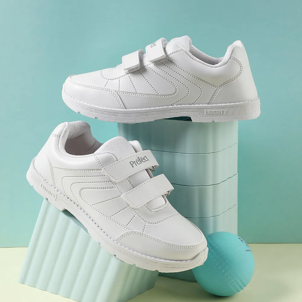 Prefect White Non Lacing Uniform School Shoes For Kids SCHOOLFUN By Liberty