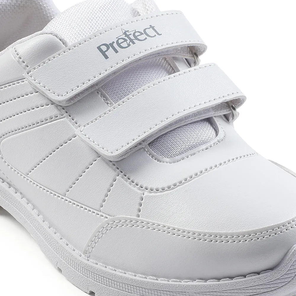 Prefect White Non Lacing Uniform School Shoes For Kids SCHOOLFUN By Liberty