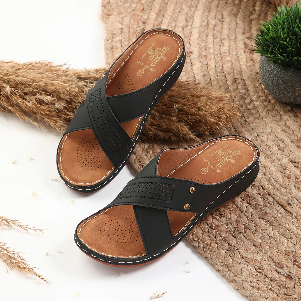 Senorita Black Casual Slipper For Women AGL-105E By Liberty