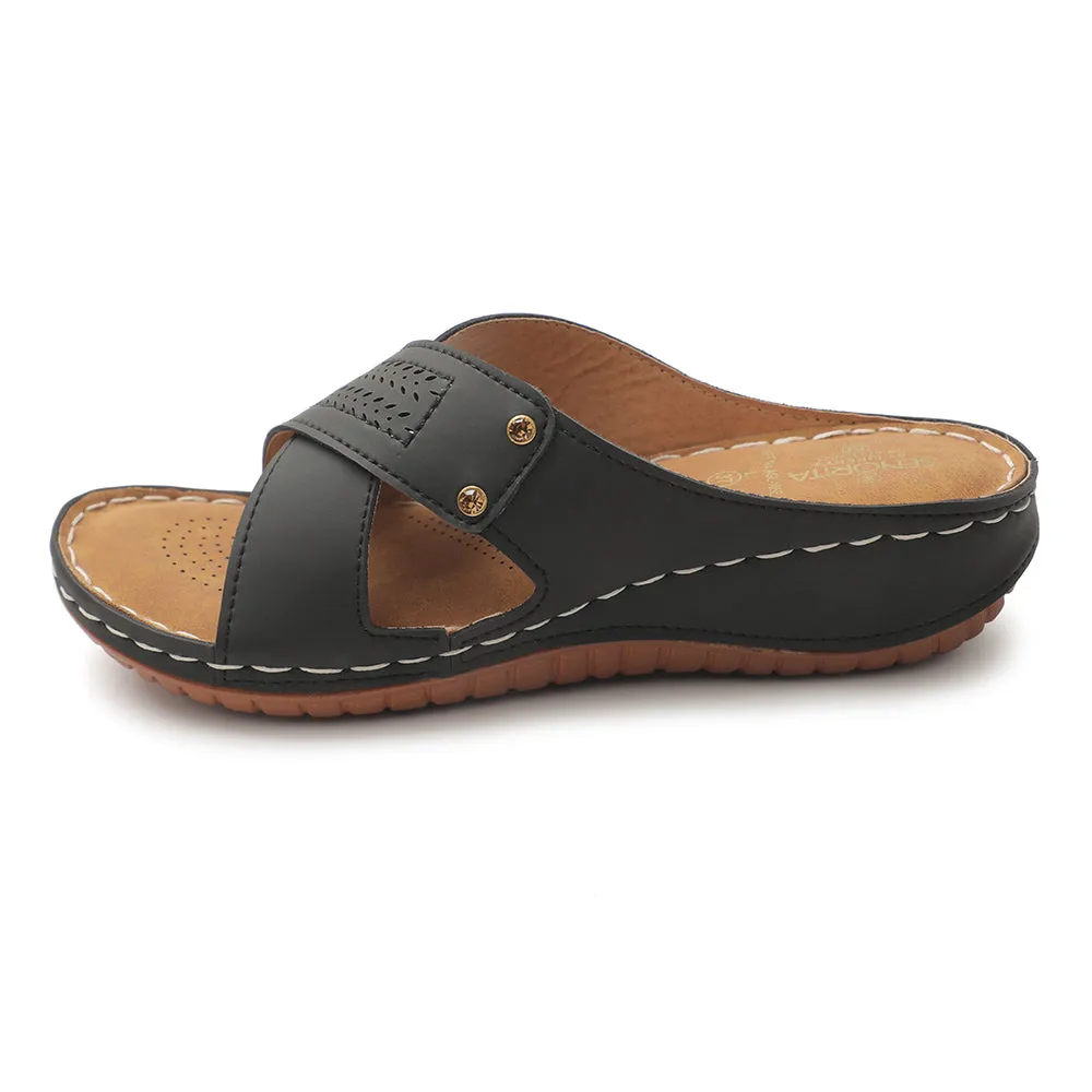 Senorita Black Casual Slipper For Women AGL-105E By Liberty