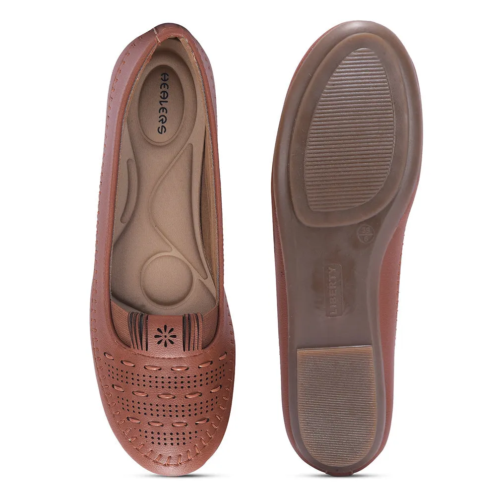 Senorita Tan Casual Ballerina Shoes For Women PRESSY-1 By Liberty