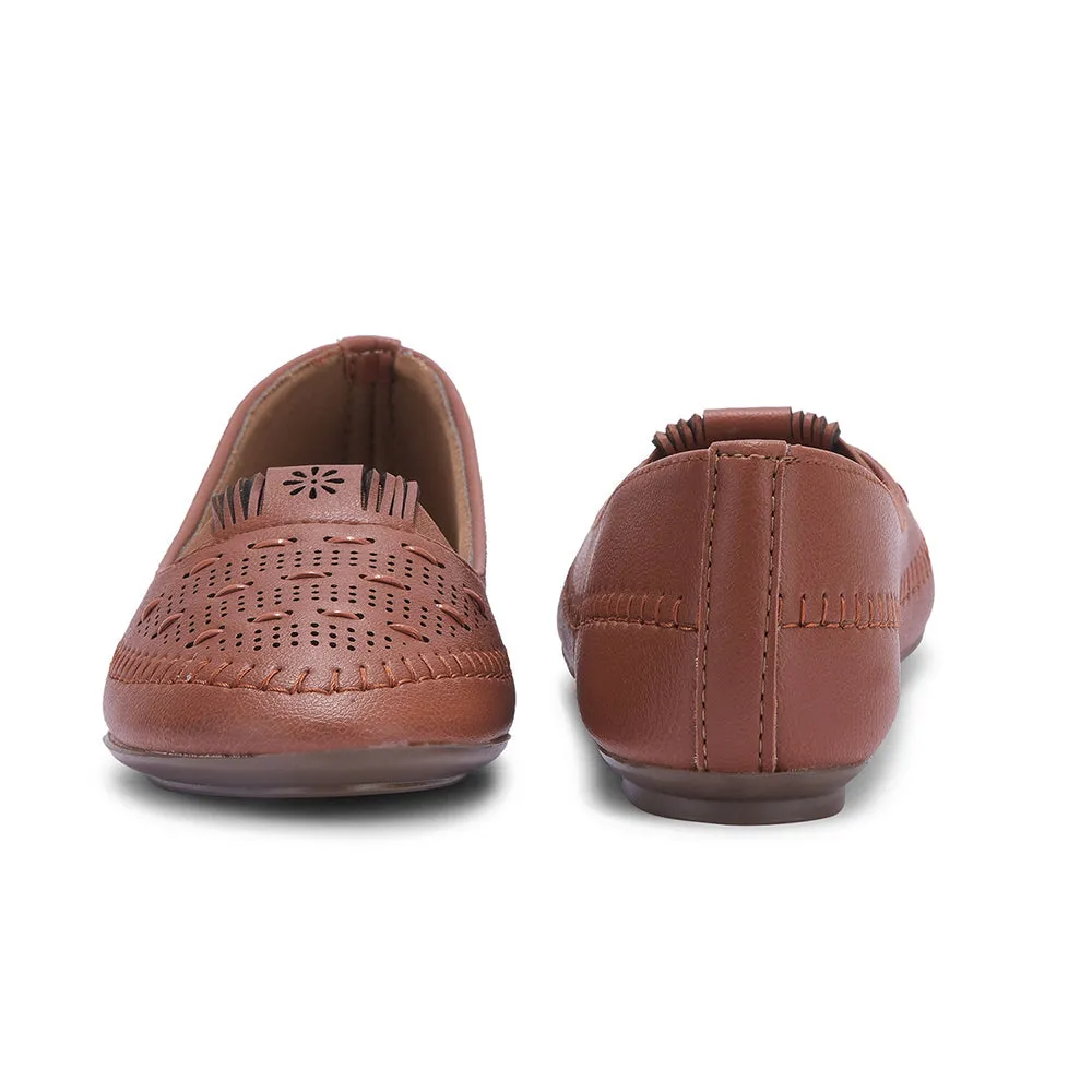 Senorita Tan Casual Ballerina Shoes For Women PRESSY-1 By Liberty