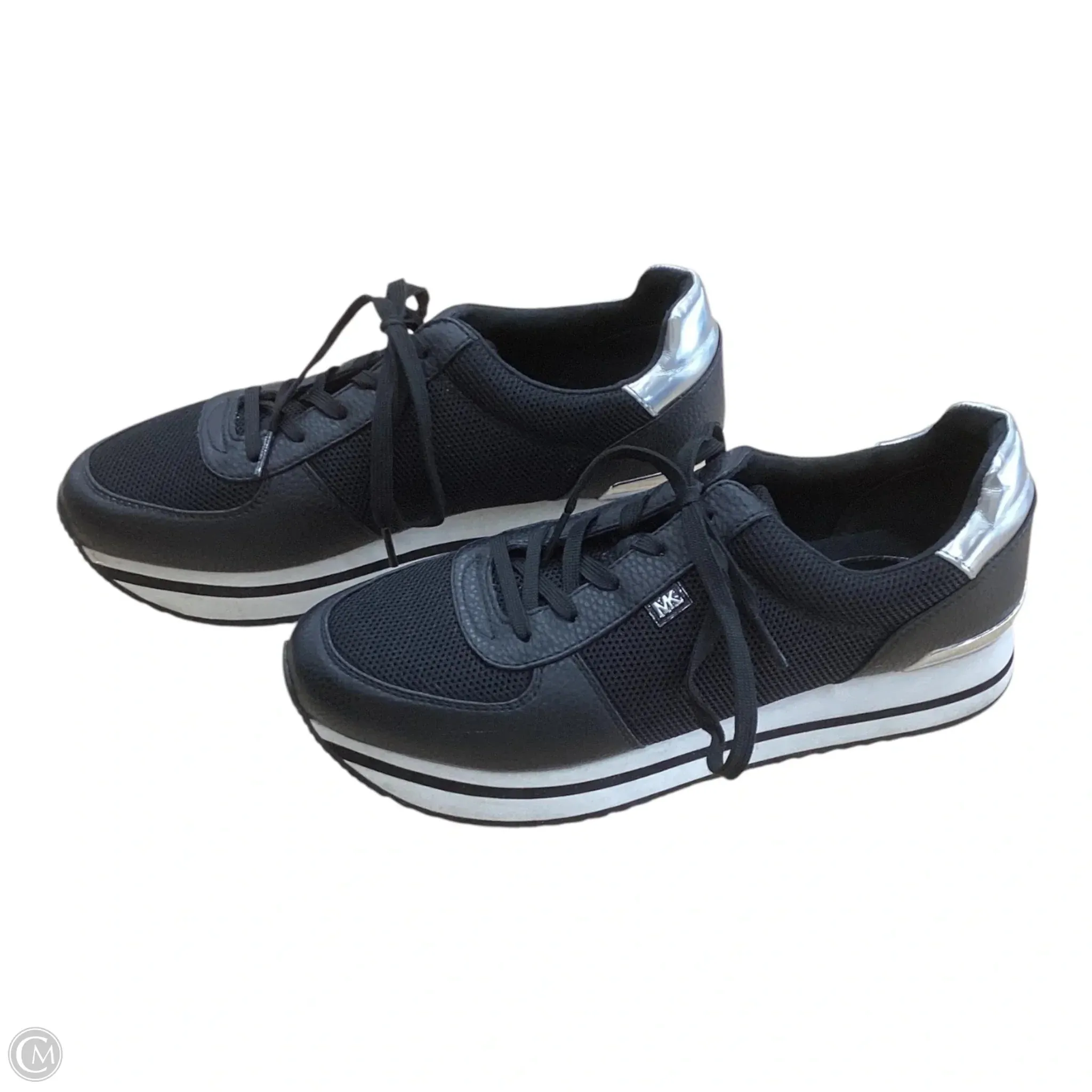 Shoes Designer By Michael Kors In Black & Silver, Size: 9