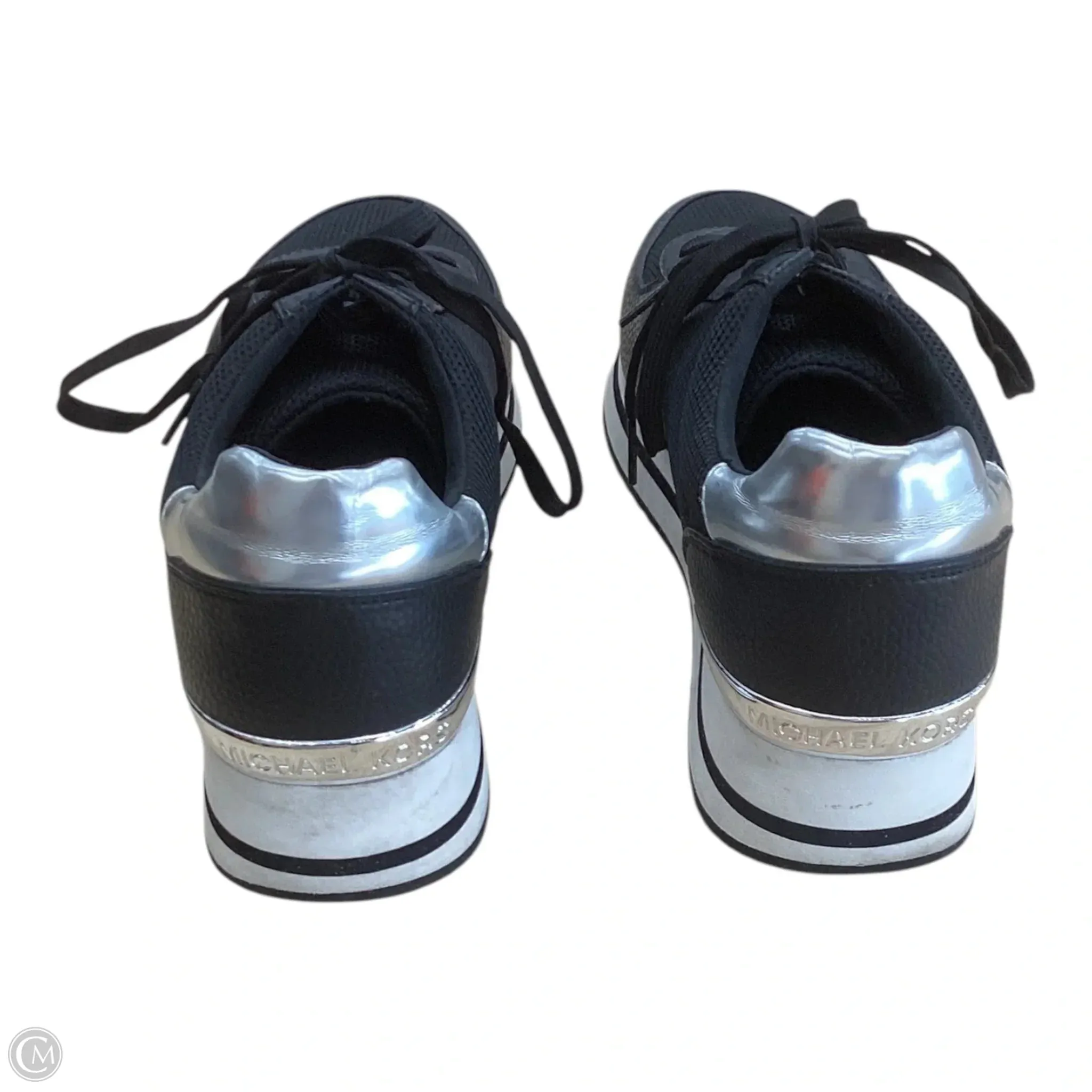 Shoes Designer By Michael Kors In Black & Silver, Size: 9