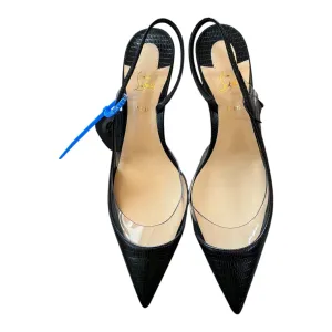 Shoes Luxury Designer By Christian Louboutin In Black & Red, Size:8.5