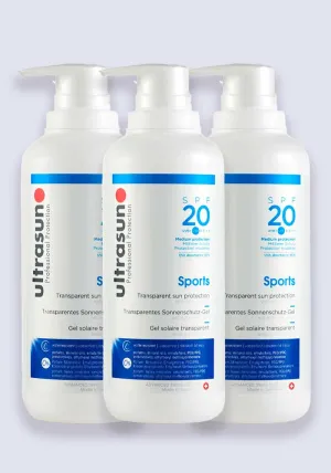 Ultrasun Sports Gel SPF 20 400ml - 3 Pack Saver