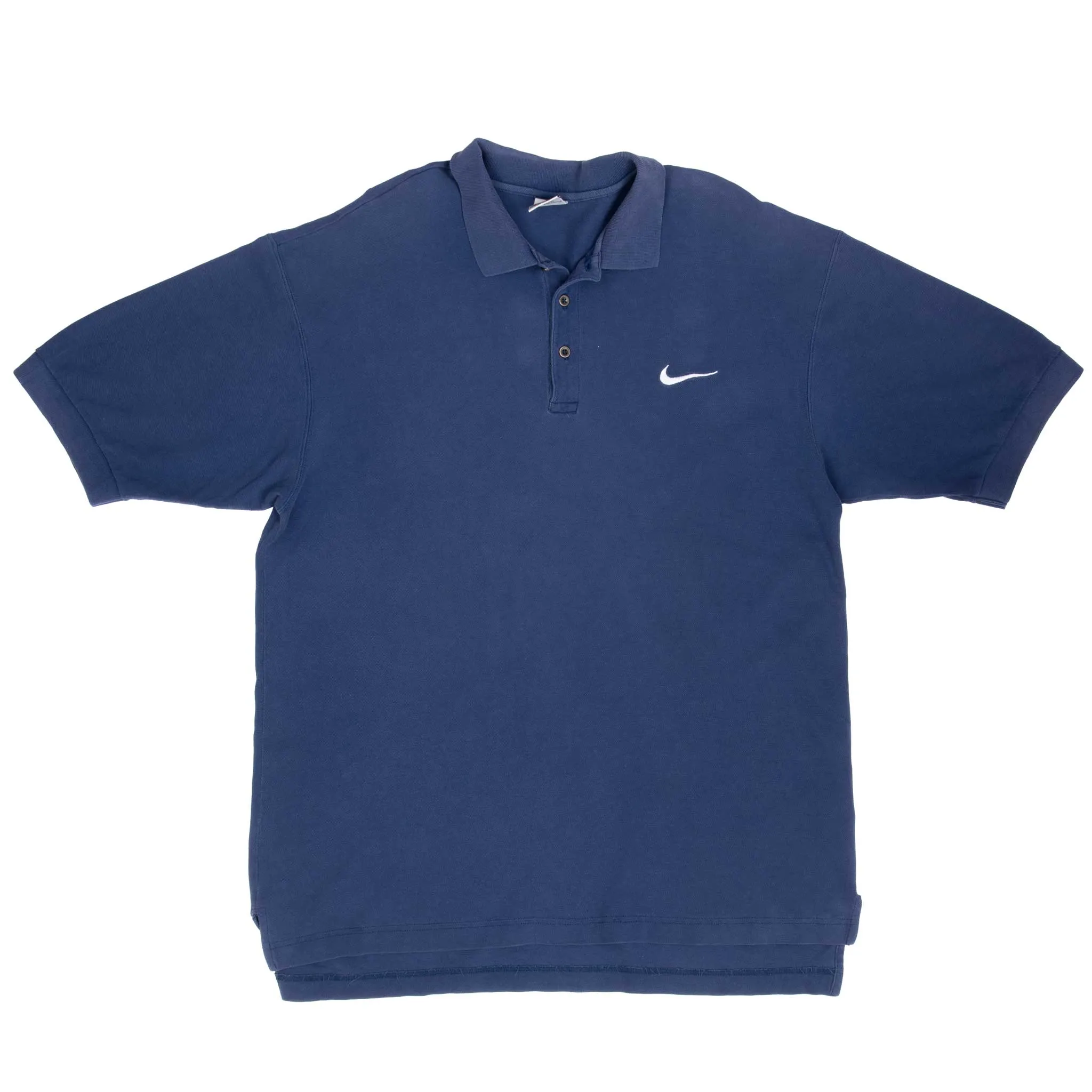 VINTAGE NIKE CLASSIC SWOOSH BLUE POLO SHIRT 1990S LARGE