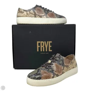 Webster Low Laced Up Sneakers Designer By Frye In Taupe Snake, Size: 7.5